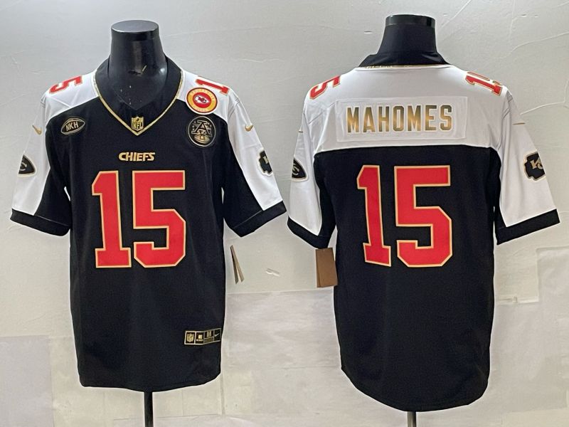 Men 2025 Kansas City Chiefs #15 Mahomes Black Nike Limited NFL Jersey 04